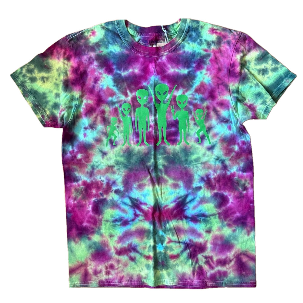 Handmade Galaxy Tie Dye Far Out Alien Graphic T-Shirt Men's Size Medium | #36